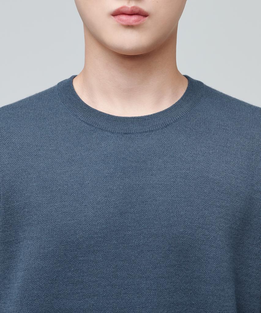 MUSINSA STANDARD Minimal Crew Neck Knit [Midnight Blue]