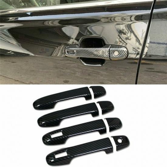 8PCS Carbon Fiber Side Door Handle Cover Trim For Subaru Forester 2019-2022 Auto