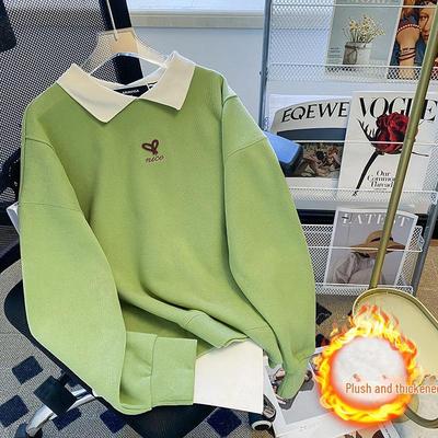 65 м шерстяной композитный бархат серебристой лисы корейский вышитый поло воротник толстовка