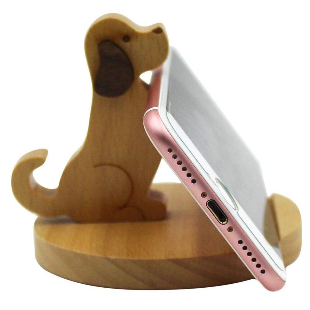 Cell Phone Cute Dog Wood Wooden Smartphone Standing Phone Holder Stands Phone Bracket