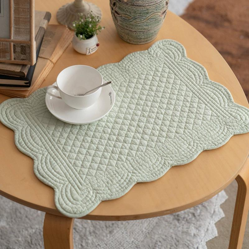 Quilted Placemats Washable-13X18 inches Rectangular Placemats for Kitchen Table-100% Cotton Fabric Rectangular Table Mats