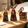 Farmhouse Tiered Tray Decorations Wooden Christmas Tabletop Decor, Rustic Reindeer Animal Figurines, Style Reusable Seasonal Ornaments Holiday