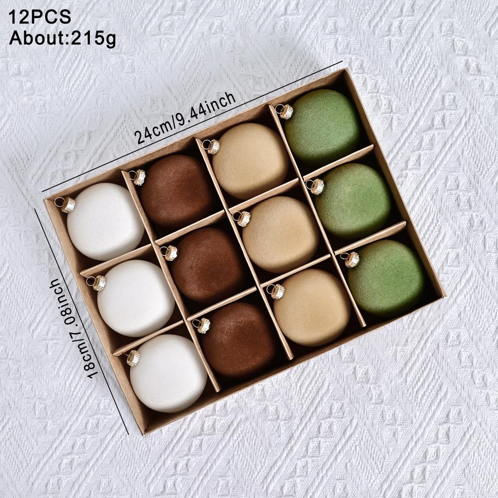 12 шт. Флокированные елочные шары, бархатные рождественские подвесные украшения, елочные подвесные шары, новогодняя вечеринка, плюшевые шары, декор