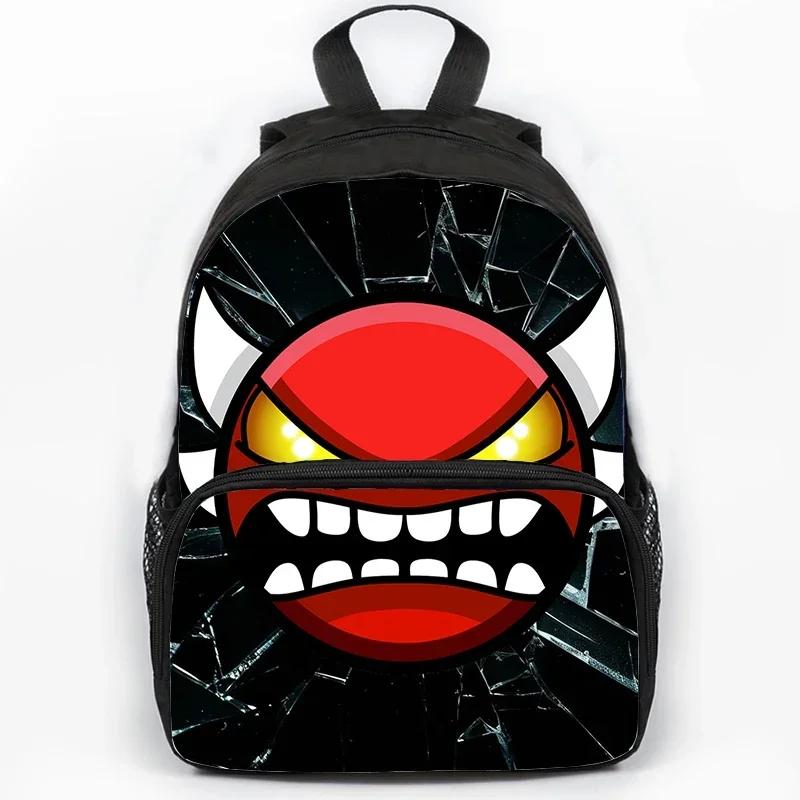 Children Large Capacity Angry Geometry Dash Print Backpack Students School Bags for Girls Boys Cartoon Bookbag Travel Backpacks