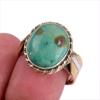 Natural Tibetan Turquoise Gemstone Two Tone 925 Sterling Silver Ring Size 7 M4u71