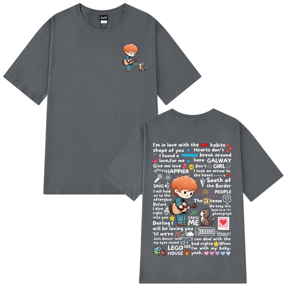Ed Sheeran European Tour 2025 Graffiti Pattern Print T Shirt Unisex Unisex Cotton Casual Short Sleeve Tshirt Fashion Loose Tshirts