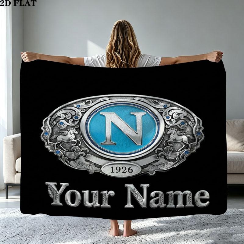 1PC SSC Napoli Custom Name Patterned Flannel Blanket Suitable For All Seasons for Home Decor Warmth and Comfort Gifts Holiday Present