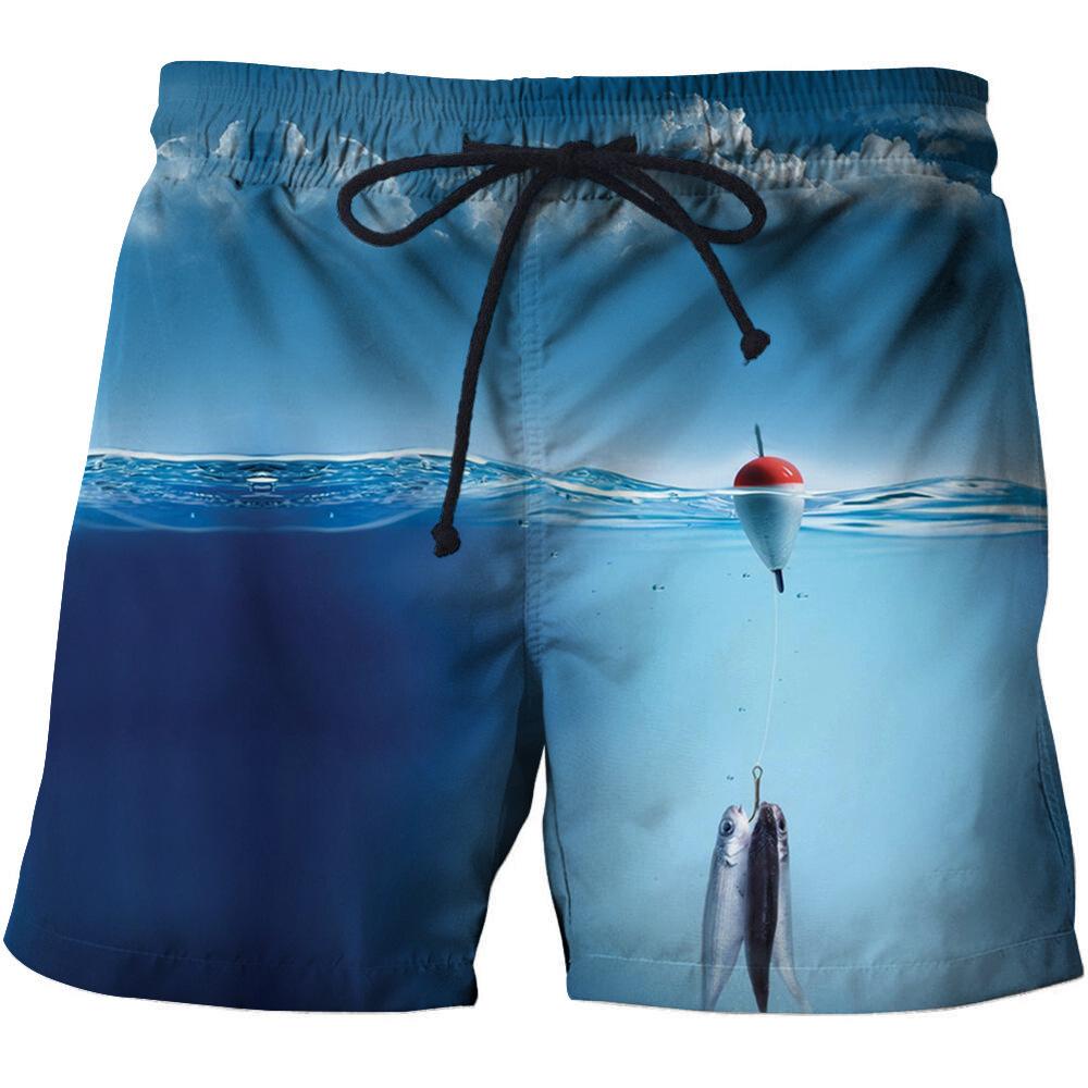 Men's 3D Big Eyed Shark Print Shorts Casual Beach Shorts