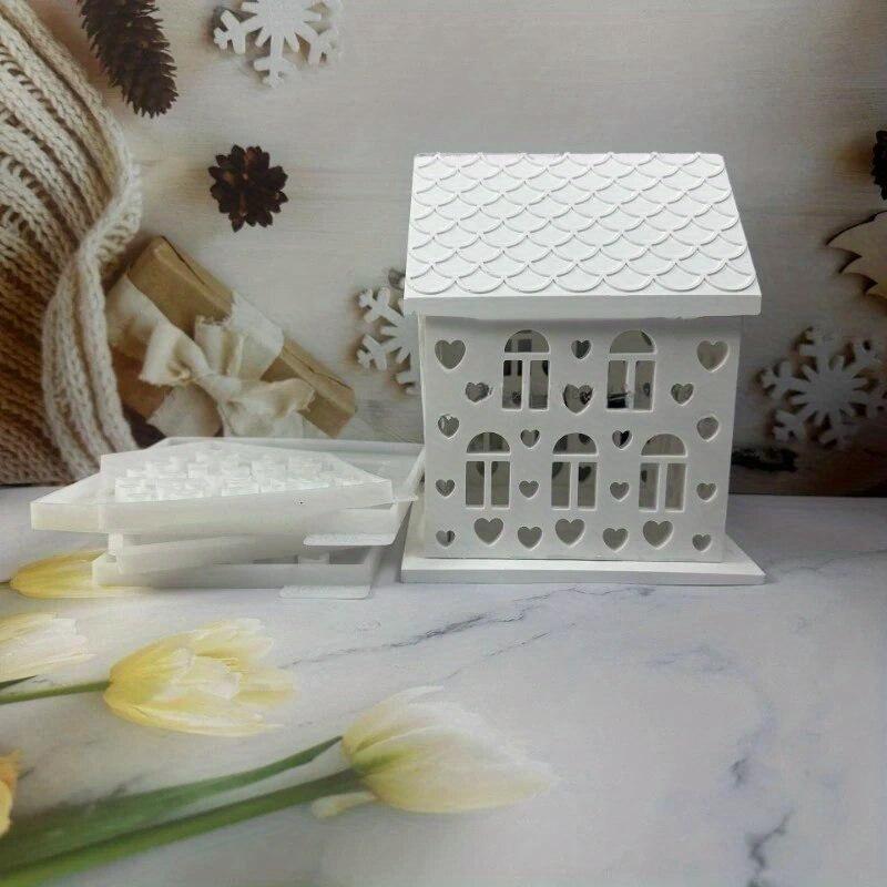 4 шт./набор 3D Дом Сердце силиконовые формы для смолы бетона Дом любви подсвечник форма дом формы украшения гипсовые формы