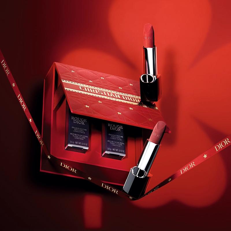 DIOR Lipstick Intense Blue Gold Dual Makeup Set Star Wishes Red Luck Limited Edition Gift Box Velvet Smooth Lasting High-Level Feeling No Stitches