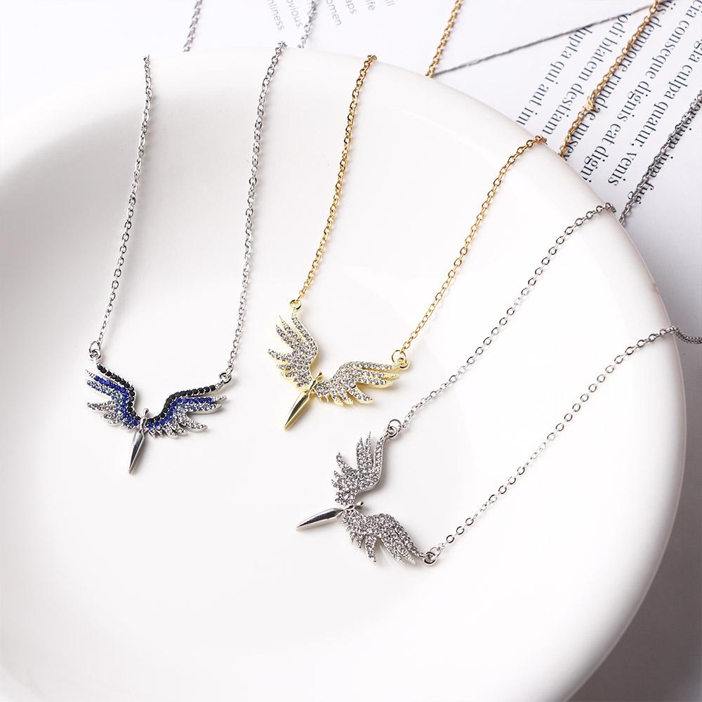 Wings Rhinestones Adjustable Pendant Woman Necklaces Clavicle Chain Choker Korean Neck Jewelry