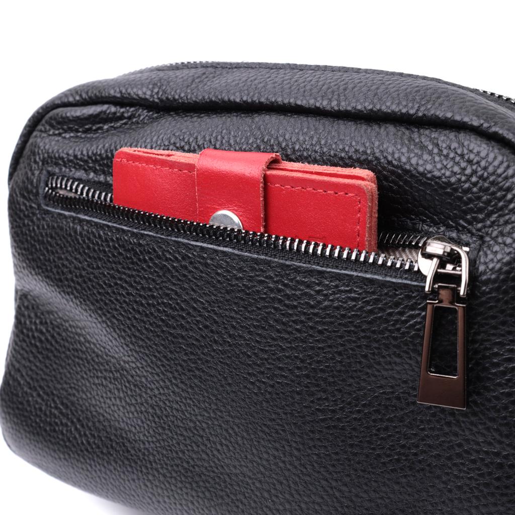 Women's Bag Stitched with Diamonds On the Front Side Made of Genuine Leather Vintage 22634 Black