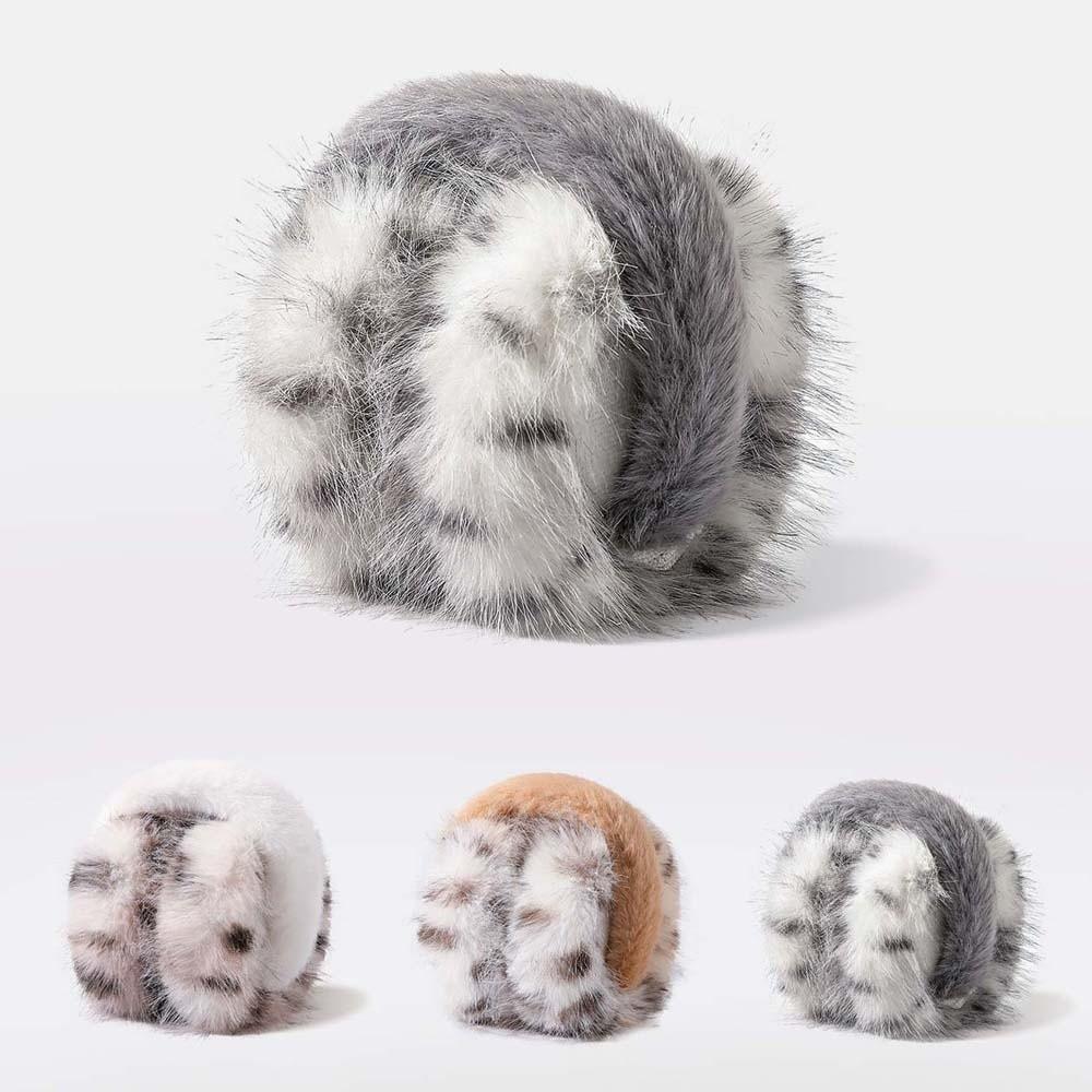 Plush Leopard Print Earmuffs Soft Winter Thicken Earflap Fashion Foldable Ear Cover Winter Outdoor