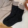 Шерстяные носки Детские носки-гольфы Сезон Флис Утолщенные Теплые Сочетание цветов Ретро Горошек Завитые Кашемировые Носки средней длины