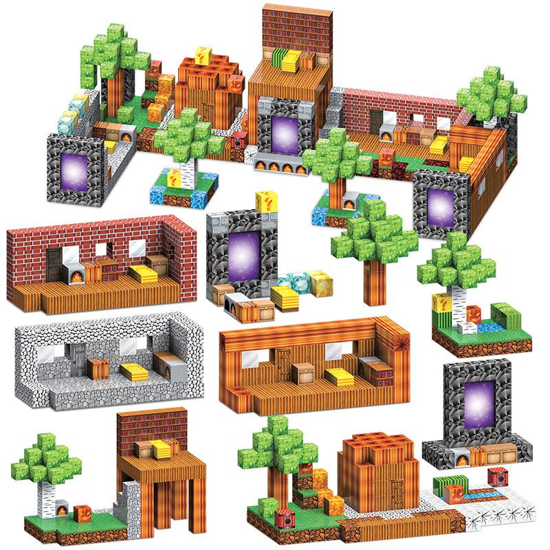 Magnetic World Hell Portal Magnetic Building Blocks Educational Puzzle Toy Creative DIY Cube Set for Kids Multicolor