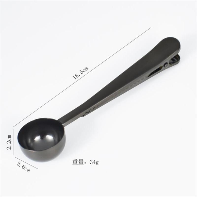Gold Silver Multifunction Kitchen Supplies Coffee Scoop With Clip Stainless Steel Tea Measuring Cup Scoop Spoons