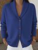2026 European & American Autumn/Winter Women's Knit Cardigan - Loose, Lazy Style, Lapel, Buttoned, Plain Long Sleeve Sweater