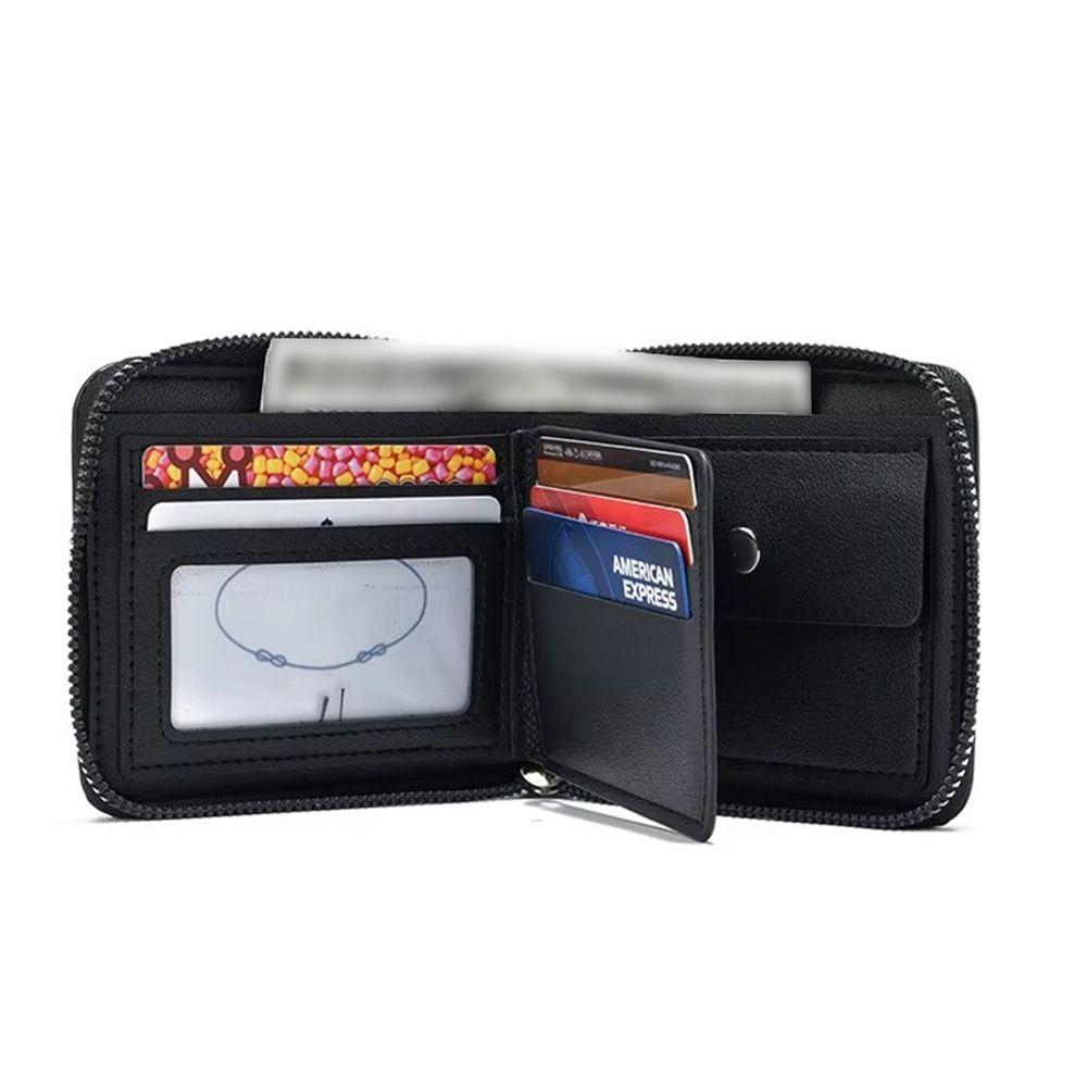 Black Men's Business Wallets Solid Color Short Billfold Purse Fashion Men's Fold Wallets Gift
