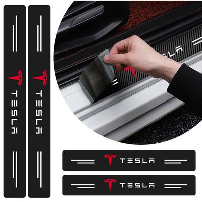 4 шт. Наклейка на порог автомобиля из углеродного волокна для Model 3 Model S Model X Y Roadster Аксессуары для спортивных автомобилей
