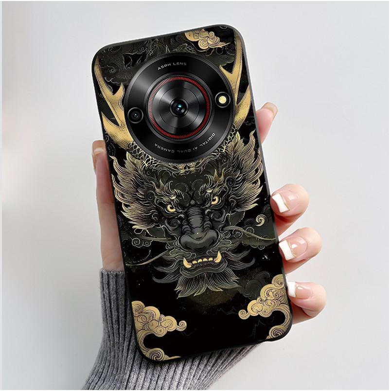 Чехол для телефона ZTE Blade A75 5G Z2357N Nubia Focus 5G Чехол Роскошный Дракон Милый Крутой Мальчики Девочки Черный Мягкий ТПУ Задняя Крышка