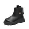 Girl's Ankle Boot Spring Autumn Black Versatile Children School Leather Boots Thick Bottom Non-slip Kids Fashion Boots Round-toe
