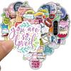 50PCS Cute Inspirational Text Stickers Kawaii Cartoon Suitcase Scrapbooking Laptop DIY Luggage Nostalgia Waterproof Phone Decals