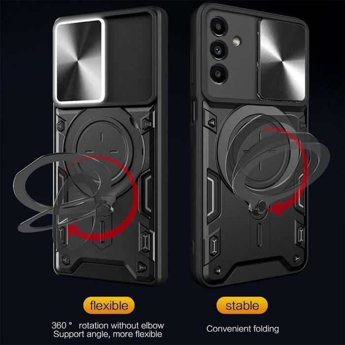 Protective Case - BOOLING - for Samsung Galaxy A05s - Camera Protector - Rotating Stand - with 2 Tempered Glasses