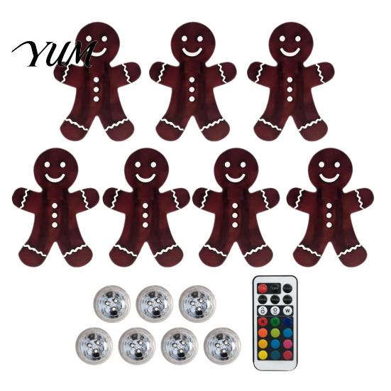 Festive Holiday Wall Ornaments 7Pcs LED Reindeer Decorations for Christmas, Wooden Glowing Deer/Santa Claus/Xmas Warm Lamps Tree/Snowflake/Socks