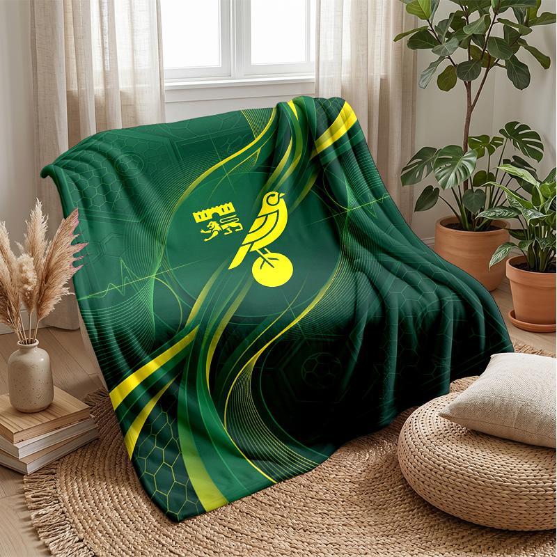 Norwich City Football Print Flannel Blanket, Soft Warm Lightweight Throw Blanket for Sofa Bed Camping