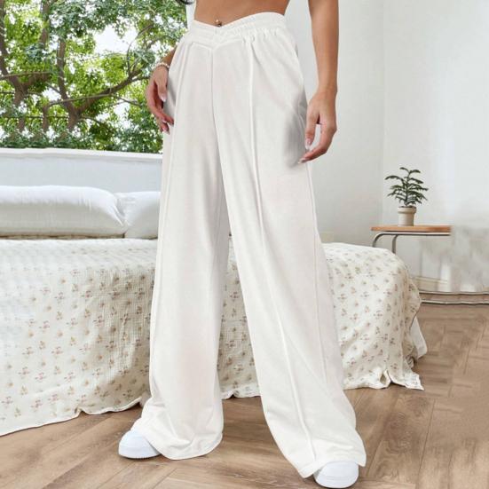 Женские брюки V-образной формы с высокой талией, прямые, широкие, длинные брюки, однотонные, свободного кроя, спортивные брюки для повседневной носки