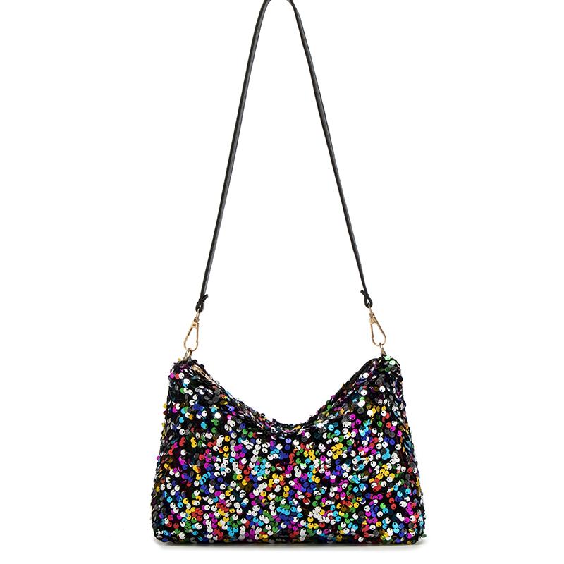 Sequins Crossbody Women Bag Simple INS Solid Color Sequins Shoulder Bag Underarm Bag Phone Purse Evening Clutch Bags Handbag