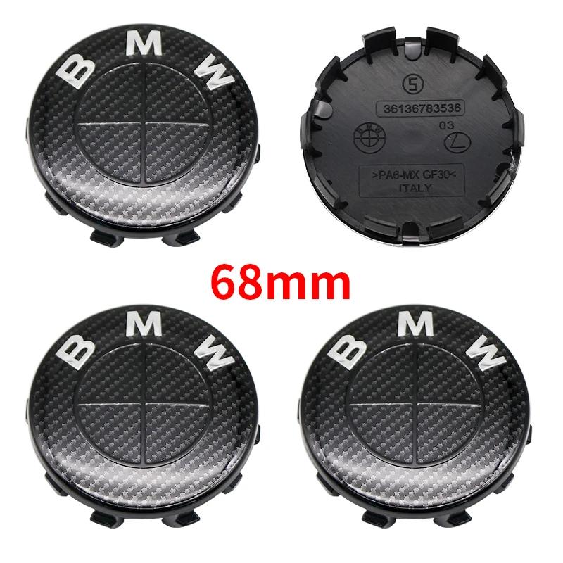 7Pcs Fiber All Black Car Wheel Center Caps Hub Cover Badge Auto Hood Front Rear Trunk Emblem For BMW  E85 E86 E89 G29 F87 G87