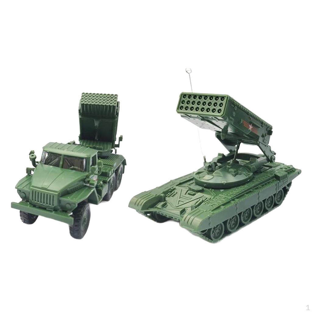 2x 1:72 Scale Tank Model Vehicle Toys Deck Decor Playset Birthday Gift Simulation 1/72 Toy
