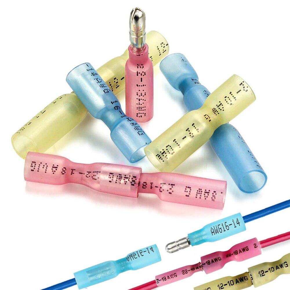 100 шт. термоусадочных пулевых разъемов, термоусадочные пулевые клеммы с гнездовыми и мужскими разъемами, изолированные водонепроницаемые морские обжимные наконечники