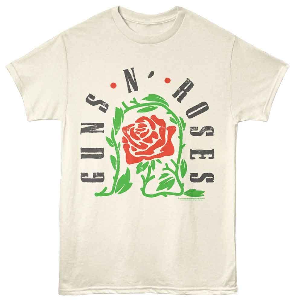 Guns N Roses Thorned Rose Natural T-Shirt