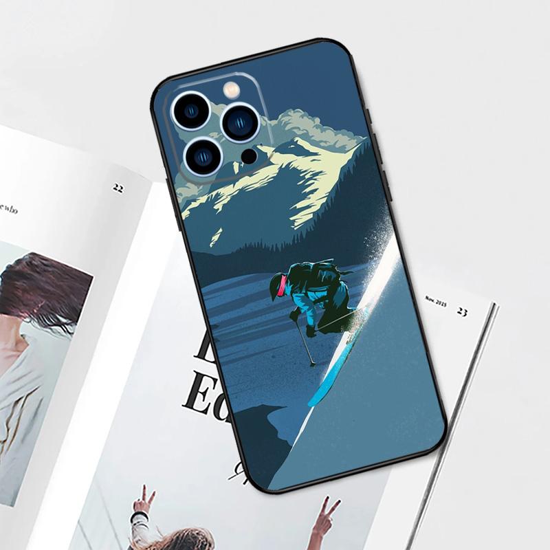 Лыжи Снег Сноуборд Чехол для лыж Для iPhone 17 Pro Max 14 13 12 11 15 16 Pro Max mini 15 Plus 16e 17 Air Чехол для телефона