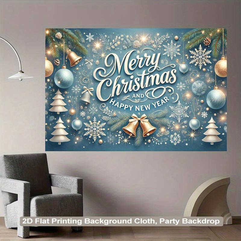 1 piece of 2D background fabric, Christmas and New Year happy polyester fabric background cloth, suitable for the living roomZL
