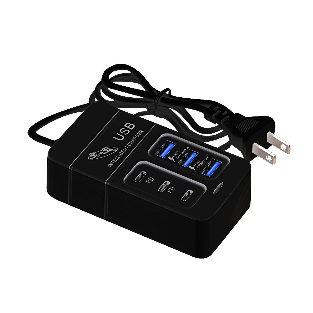 6 IN 1 USB Charger PD Type C 35W Fast Charging Wall Phone Charger Adapter Quick Charge 3.0 USB Hub EU US Plug USB Type C Charger