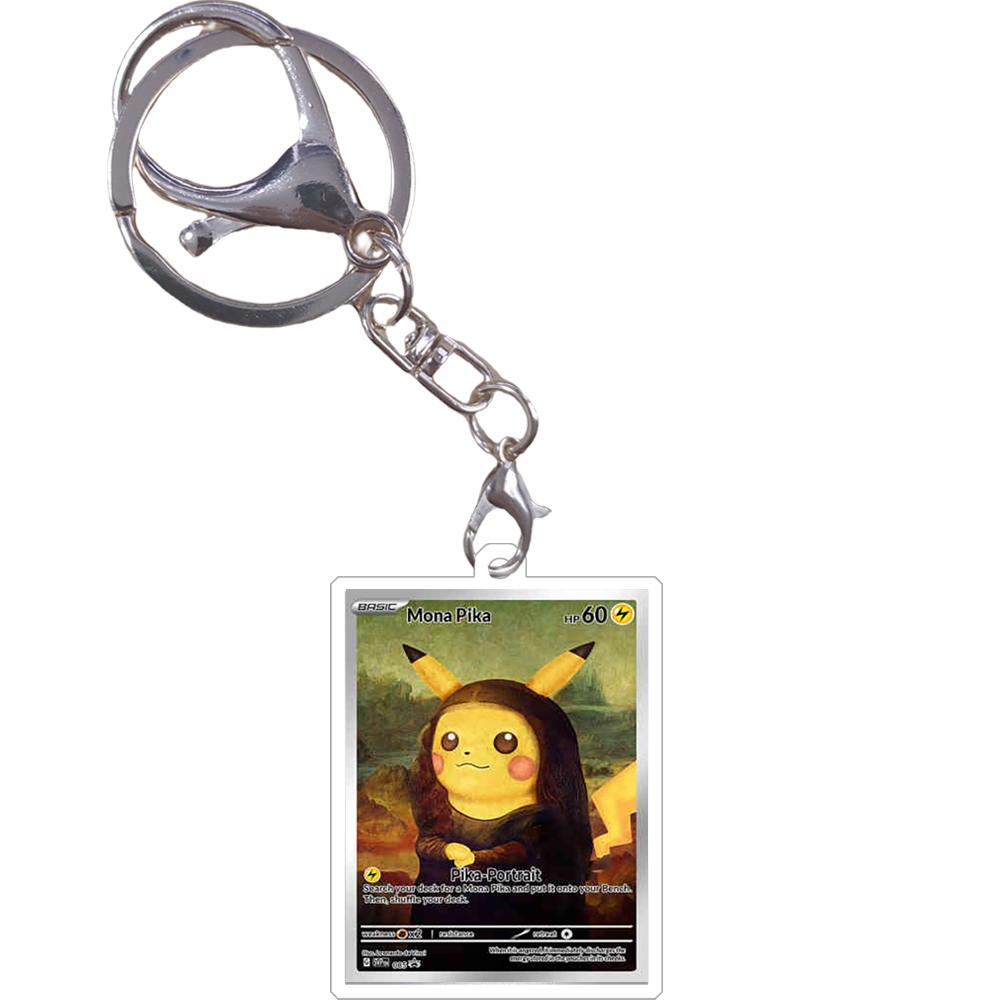 Брелок для ключей Pokemon Серия масляных картин Ван Гога Иви Чаризард Мью Мьюту Акриловые маленькие карточки Аниме Игра Подвеска Игровой реквизит Игрушки