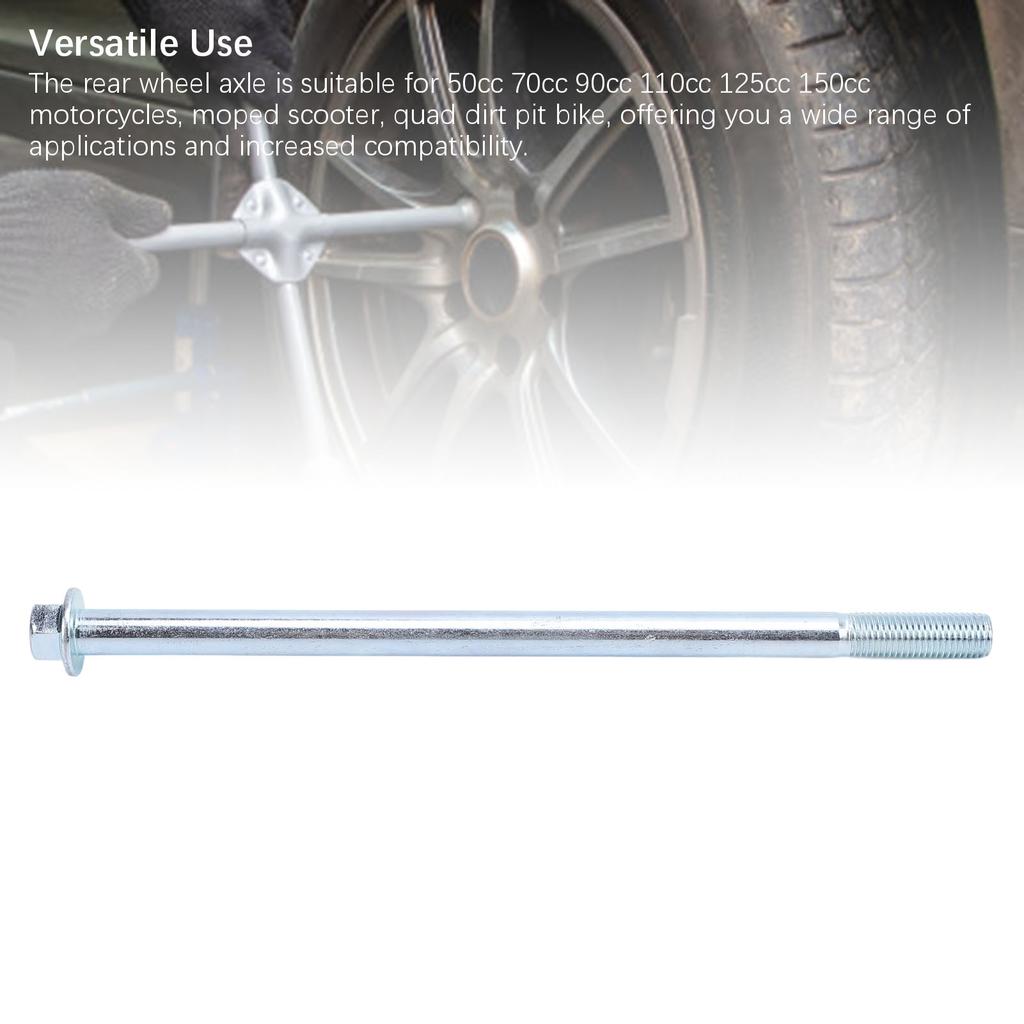10mm 195mm Rear Wheel Rim Axle Aluminum Alloy for 50cc 70cc 90cc 110cc 125cc 150cc Motorcycle Moped Scooter Quad Dirt Pit Bike