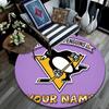 Custom Name Pittsburgh Penguins2 Round Area Rug,Carpet Rug for Living Room Bedroom Sofa Playroom Decor,Non-slip Floor Mat