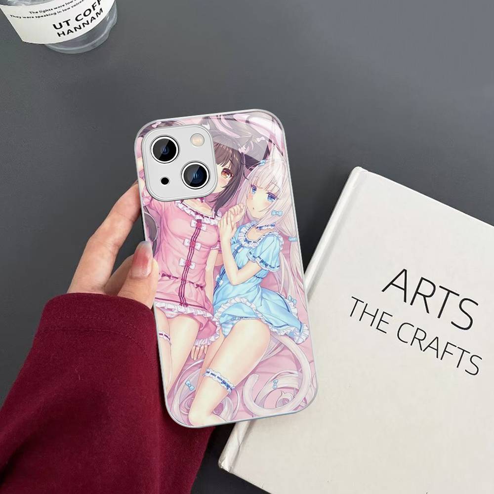 Закаленное стекло Chocola Nekopara для iPhone 14 13 12 11 Pro Mini XS MAX 14Plus X XS XR Чехлы