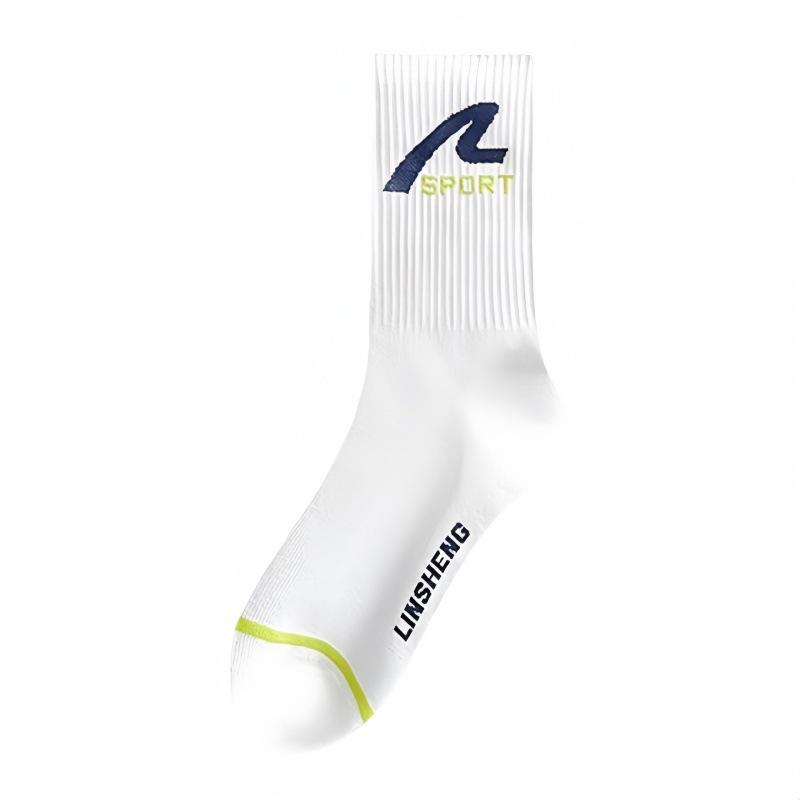 2024 Men's Mid-Calf Odor-Resistant Cotton Basketball Socks - White, Teen Style