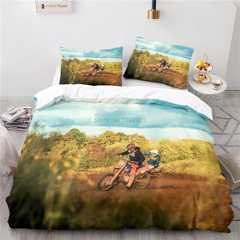 Stunt Off-road Motorcycle 3d Printed Bedding Set Duvet Cover Set with Pillowcase Twin Full Queen King Size Bedclothes Bed Linen