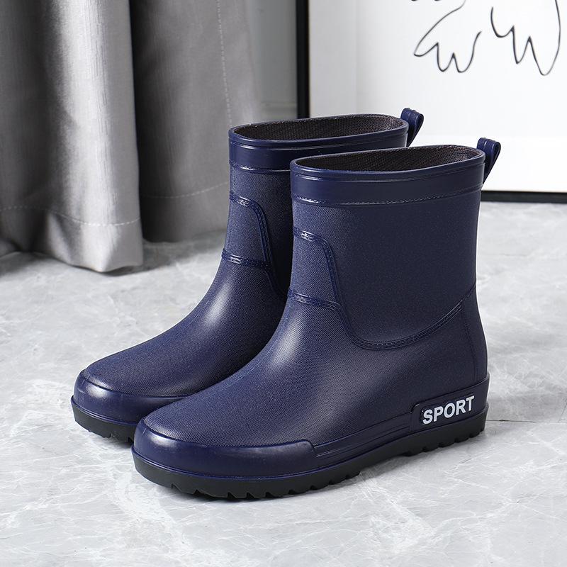 Резиновые сапоги женские ботильоны водонепроницаемые резиновые туфли для дождливого дня 2024 новые женские короткие сапоги без застежек однотонные теплые модные
