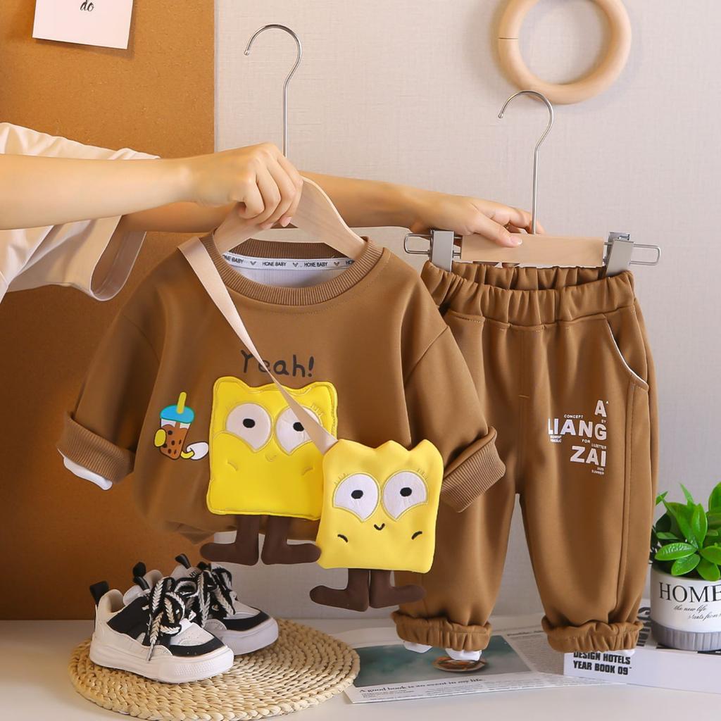 Kids Casual Long-Sleeve Set, Comfortable Daily Wear Outfits