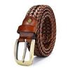Mens Braided Genuine Leather Original Branded Belt | Woven Leather Belt for Casual Pants with Brass Buckle| Micro Adjustable