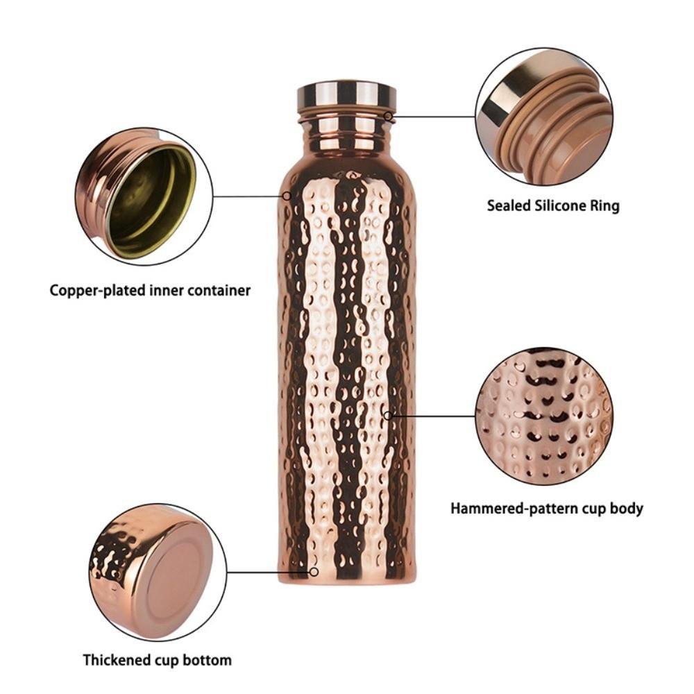 800ML Electroplated Copper Water Bottle Leakproof Sports Water Bottle Outdoor Cycling