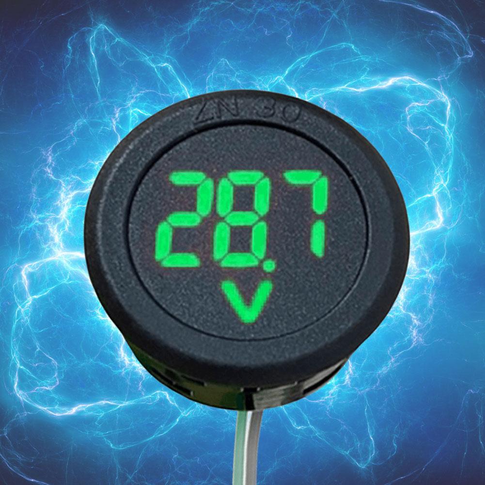 DC 4-100V DC Digital Voltmeter Head Reverse Connection Protection LED Digital Display Round Voltmeter Head Small Volt Test Tool