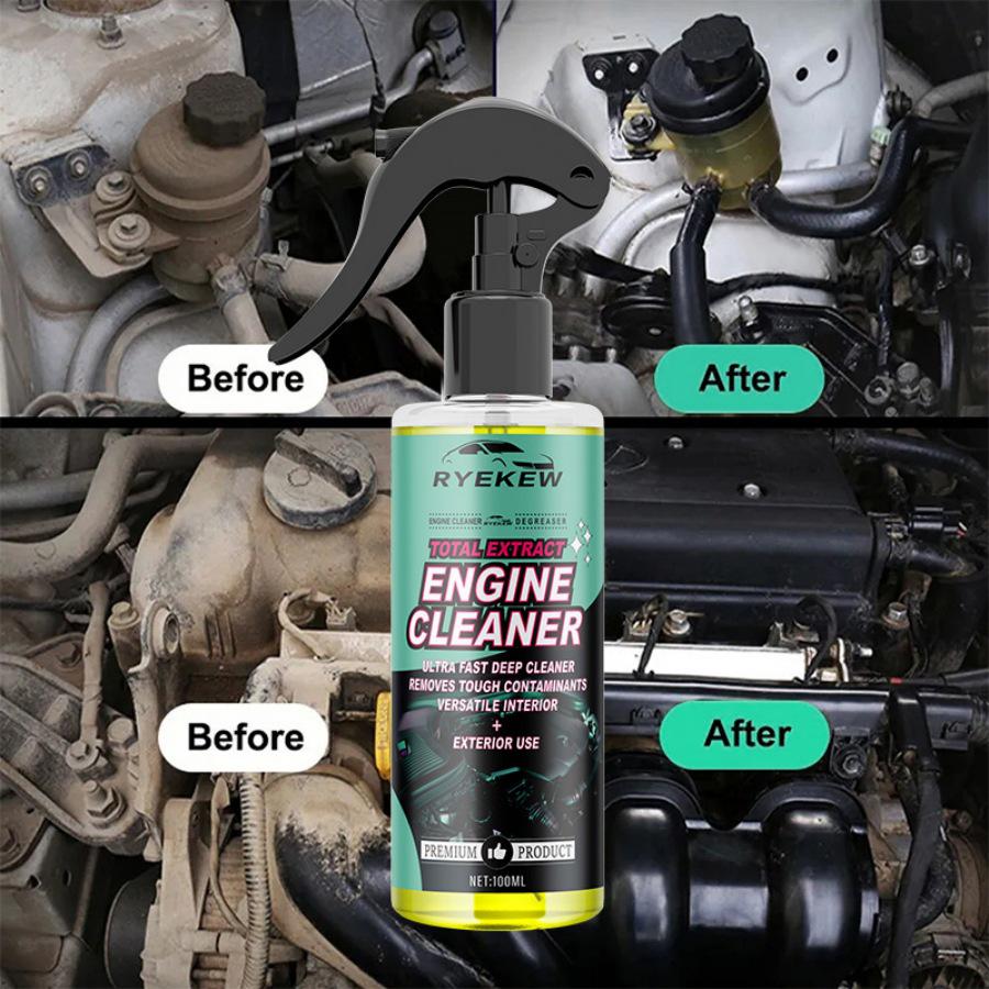Ryekew Engine Bay Foam Cleaner: No-Wipe Degreaser, Removes Heavy Oil Stains Without Water Wash